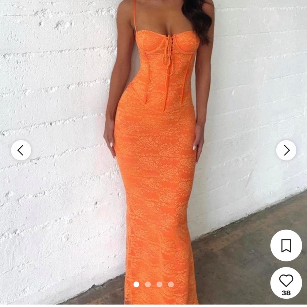 Orange Lace Maxi Dress